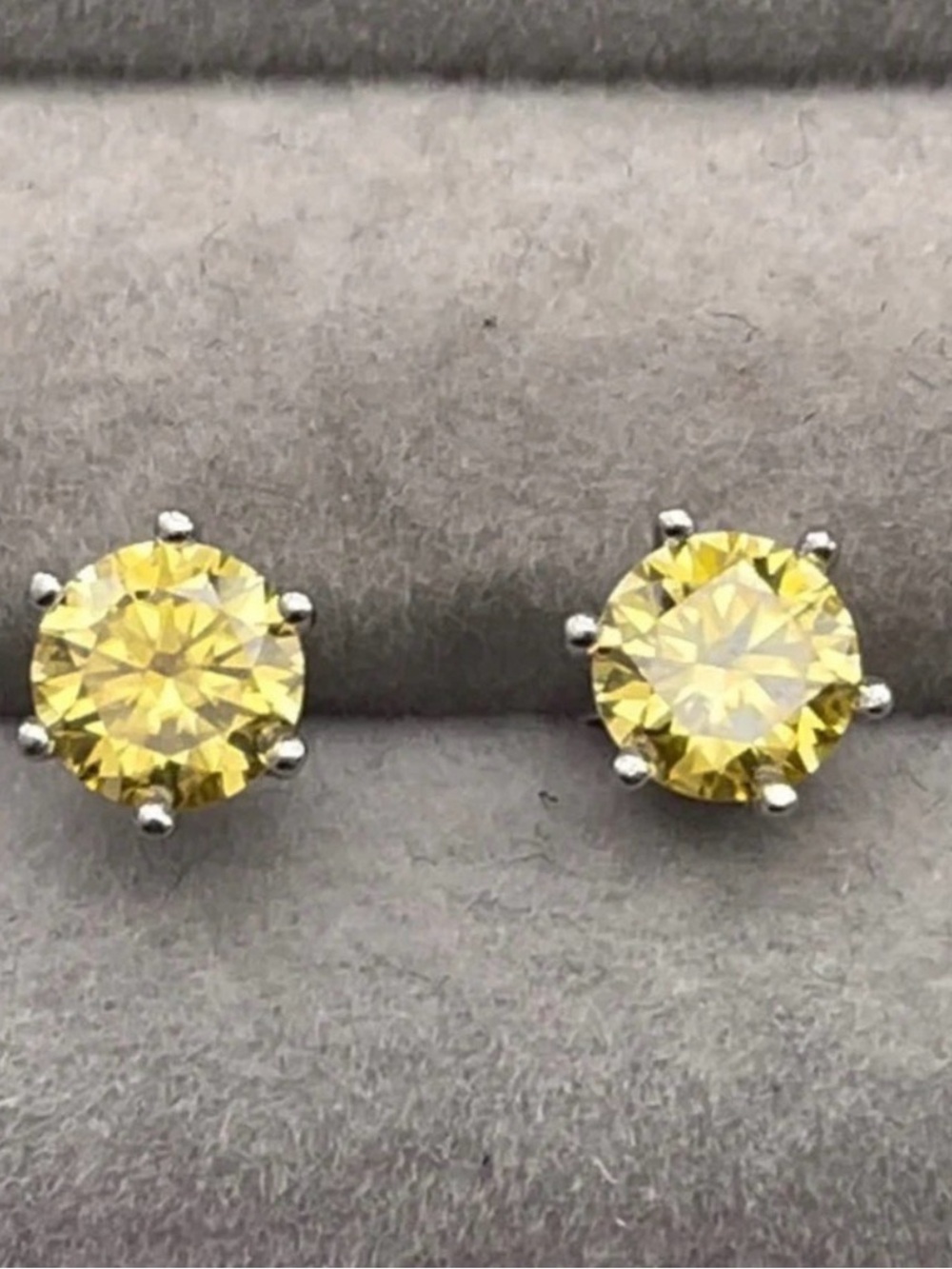 Yellow GRA Moissanite Solitaire Stud Earrings - Women Jewelry